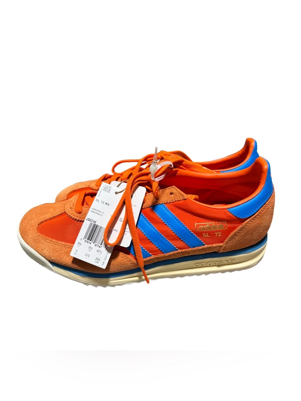 adidas Sl 72 Rs Lace Up Men 9 Collegiate Orange Sneakers Casual Shoe JS0748 NWT - Picture 3 of 6